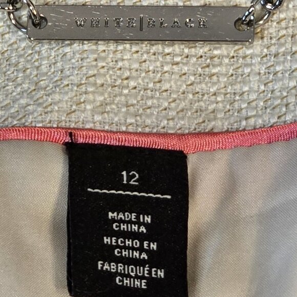 WHITE HOUSE BLACK MARKET Sz 12 Tweed Cap Sleeve Jacket Peplum Ivory - Picture 3 of 9